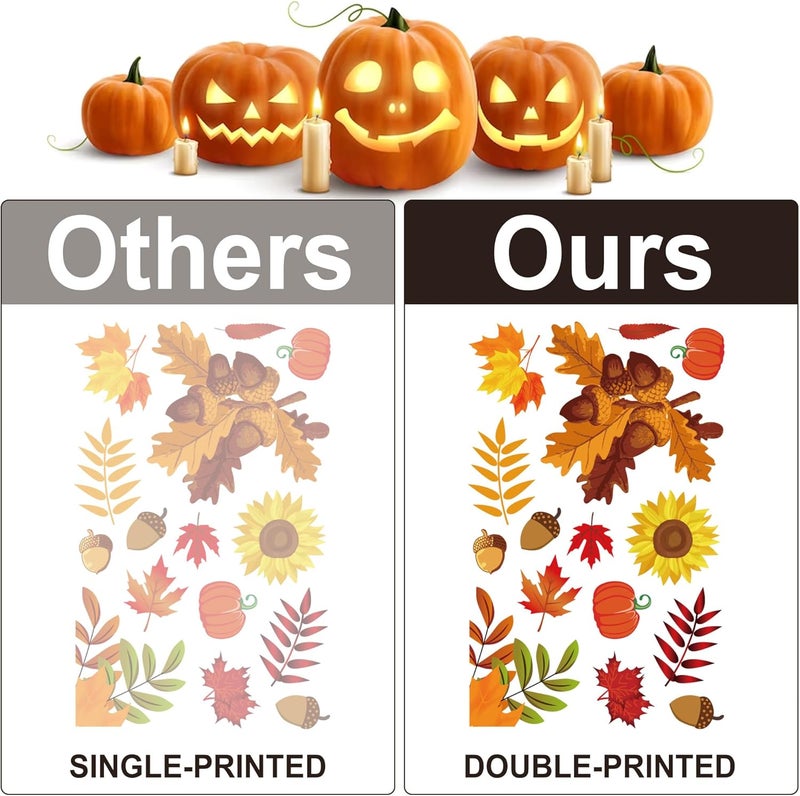i-Beeboo Fall Window Clings for Glass Thanksgiving Clings Decor for Windows Autumn Clings for Windows Fall Window Stickers Thanksgiving Autumn Home Office Decorations for Indoor Outdoor, School Home Supplies - Image 4